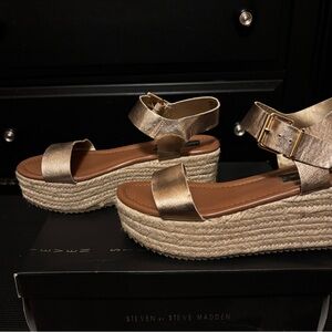 Steve Madden Metallic Gold Wedge Sandals